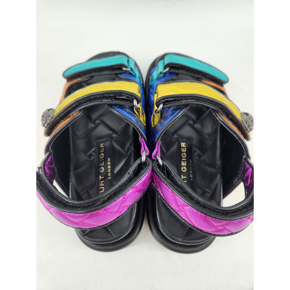 Kurt Geiger Metallic Multi-Color Quilted Leather Sandals - Picture 7 of 12